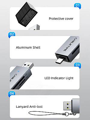 CABLETIME card reader CT-ACSD3-AG, SD/micro SD, USB/USB-C, 5Gbps, γκρι CT-ACSD3-AG