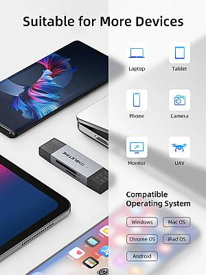CABLETIME card reader CT-ACSD3-AG, SD/micro SD, USB/USB-C, 5Gbps, γκρι CT-ACSD3-AG