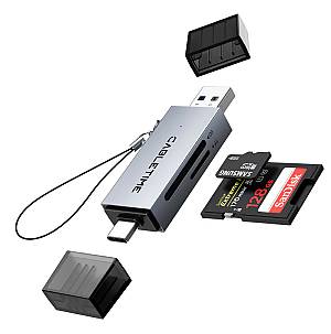 CABLETIME card reader CT-ACSD3-AG, SD/micro SD, USB/USB-C, 5Gbps, γκρι CT-ACSD3-AG