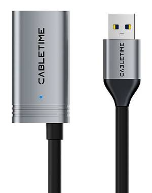 CABLETIME καλώδιο προέκτασης USB CT-AMAFA3, active, 5Gbps, 5m, μαύρο CT-AMAFA3-AG5