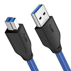 CABLETIME καλώδιο USB σε USB Type B CT-C160-U3-AMBM, 5Gbps, 2m, μπλε CT-C160-U3-AMBM-BL2