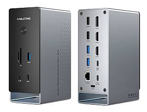 CABLETIME docking station CT-DK181-AG, 16 θυρών, USB-C σύνδεση, 100W PD, 1000Mbps, MST, γκρι CT-DK181-AG