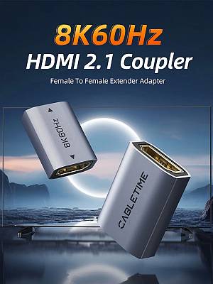 CABLETIME αντάπτορας HDMI CT-HEF8K-AG, 8K/60Hz, 4K/120Hz, 48 Gbps, γκρι CT-HEF8K-AG