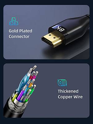 CABLETIME καλώδιο HDMI 2.1 CT-HM8K με Ethernet, 8K/60Hz, 48 Gbps, 2m, μαύρο CT-HM8K-PB2