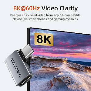 CABLETIME αντάπτορας USB-C CT-OTG41-AG, γωνιακός, USB4, 240W, 40Gbps, 8K, γκρι CT-OTG41-AG