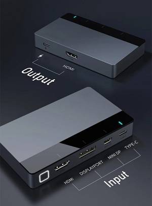 CABLETIME multi-port switch CT-PS41-GB1 σε HDMI, 4 σε 1, 4K/60Hz, γκρι CT-PS41-GB1