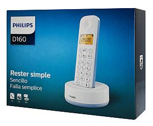 PHILIPS ασύρματο τηλέφωνο D1601S-34, με ελληνικό μενού, λευκό-μπλε D1601S-34