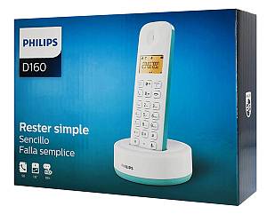 PHILIPS ασύρματο τηλέφωνο D1601T-34, με ελληνικό μενού, λευκό-πράσινο D1601T-34