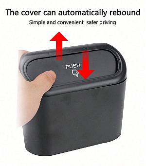 Κάδος απορριμάτων αυτοκινήτου DA211, 13.5x15.5x8cm, μαύρος DA211