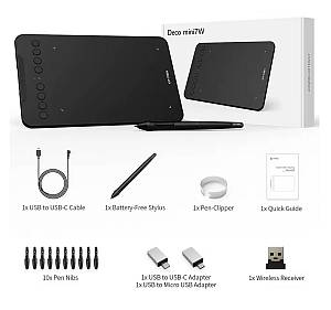 XP-PEN ταμπλέτα σχεδίασης με γραφίδα Deco Mini 7W, ασύρματη σύνδεση, 177.8x111.1mm, μαύρο DECOMINI7W