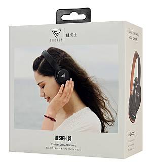 DOQAUS headphones DESIGN 3, ασύρματα & ενσύρματα, Φ40mm, 600mAh, μαύρα/καφέ DESIGN3-BR