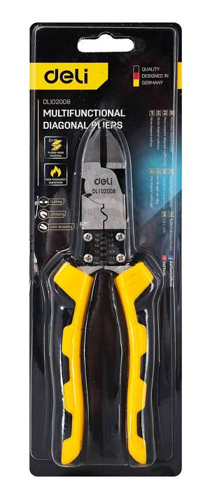 DELI πλαγιοκόφτης/απογυμνωτής καλωδίων DL102008, 1.0~2.6mm, 200mm DL102008