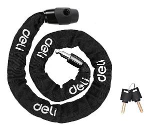 DELI κλειδαριά ποδηλάτου με κλειδί DL508021, Φ4mm, 1m, μαύρη DL508021