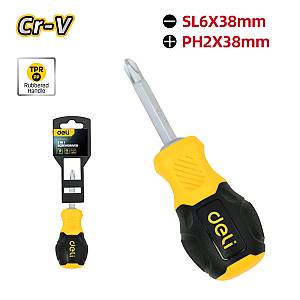 DELI κατσαβίδι DL632101 με διπλή κεφαλή, μαγνητικό, 6mm/PH2x38mm DL632101