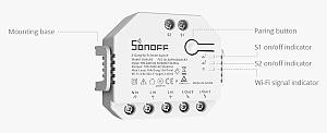 SONOFF smart διακόπτης DUALR3, 2-Gang, WiFi, 15A, λευκός DUALR3