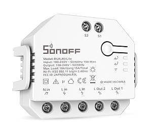 SONOFF smart διακόπτης DUALR3 Lite, 2-Gang, Wi-Fi, 15A, λευκός DUALR3-LITE