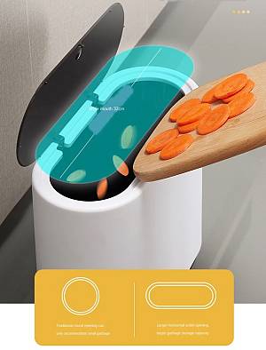 ECOCO κάδος απορριμμάτων E1906, εύκολο άνοιγμα, 10lt, λευκός E1906