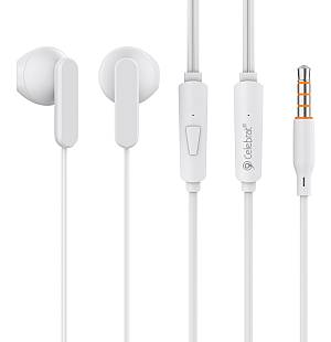 CELEBRAT earphones με μικρόφωνο G23, 3.5mm σύνδεση, Φ14mm, 1.2m, λευκά G23-WH