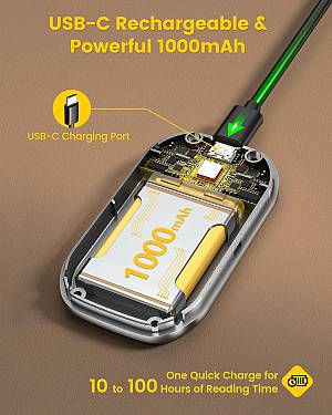 GLOCUSENT LED φακός διαβάσματος GLCSNTA2301, επαναφορτιζόμενος, έως 50lm, γκρι GLCSNTA2301