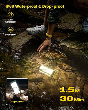 GLOCUSENT LED φανάρι GLCSNTCL001G, επαναφορτιζόμενο, έως 1200lm, IP68, πράσινο GLCSNTCL001G