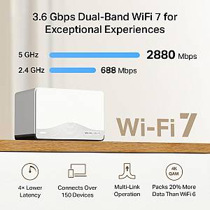 MERCUSYS Whole Home Mesh Wi-Fi 7 System Halo H27BE, 3.6Gbps Dual Band, 3τμχ, V.1.0 HALO-H27BE-3PACK
