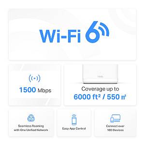MERCUSYS Mesh WiFi 6 System Halo H60X, 1500Mbps Dual Band, 3τμχ, V.1.0 HALO-H60X-3PACK