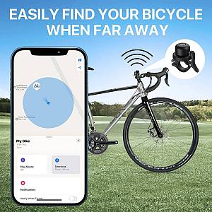 MILI κουδούνι ποδηλάτου με smart tag MiTag Duo, iOS & Android, Bluetooth tracker, μαύρο/λευκό HD-P16-B