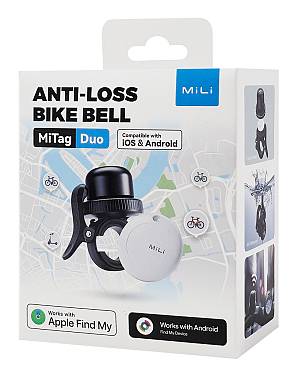 MILI κουδούνι ποδηλάτου με smart tag MiTag Duo, iOS & Android, Bluetooth tracker, μαύρο/λευκό HD-P16-B