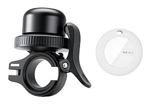 MILI κουδούνι ποδηλάτου με smart tag MiTag Duo, iOS & Android, Bluetooth tracker, μαύρο/λευκό HD-P16-B