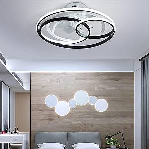 POWERTECH ανεμιστήρας οροφής HLL-0108 με LED φως, 50W, Φ50x21cm, μαύρος HLL-0108