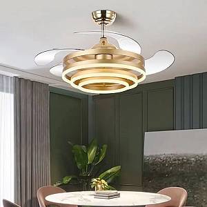 POWERTECH ανεμιστήρας οροφής HLL-0130 με LED φως, 72W, Φ106x50cm, χρυσός HLL-0130