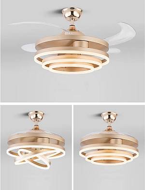 POWERTECH ανεμιστήρας οροφής HLL-0130 με LED φως, 72W, Φ106x50cm, χρυσός HLL-0130