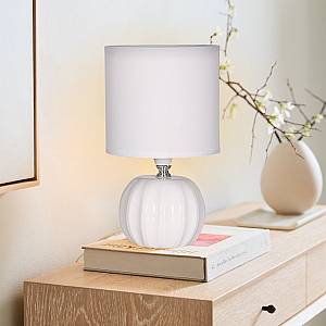 POWERTECH επιτραπέζιο φωτιστικό HLL-0139, E27, κεραμική βάση, λευκό HLL-0139