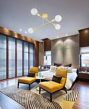 POWERTECH φωτιστικό οροφής HLL-0150, 4x E27, μεταλλικό, χρυσό HLL-0150