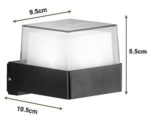 POWERTECH LED φωτιστικό τοίχου HLL-0157, 7W, 4000K, 560lm, IP65, μαύρο HLL-0157