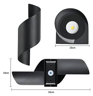 POWERTECH LED φωτιστικό τοίχου HLL-0163, 10W, 4000K, 850lm, IP65, μαύρο HLL-0163