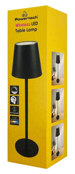 POWERTECH LED επιτραπέζιο φωτιστικό HLL-0193, ρυθμιζόμενο, επαναφορτιζόμενο, μαύρο HLL-0193
