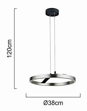 POWERTECH LED φωτιστικό οροφής HLL-0202, 29W, 4000K, Φ38x120cm, ασημί/μαύρο HLL-0202