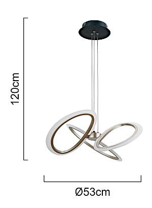 POWERTECH LED φωτιστικό οροφής HLL-0205, 40W, 4000K, Φ53x120cm, οπάλ χρυσό/μαύρο HLL-0205
