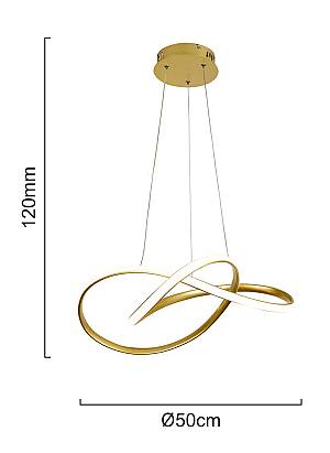 POWERTECH LED φωτιστικό οροφής HLL-0208, 48W, 4000K, Φ50cm x 120cm, χρυσό HLL-0208