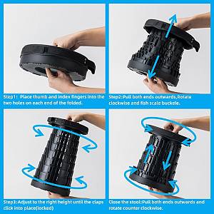 HOME USE πτυσσόμενο καρεκλάκι HUH-0235 με μαξιλάρι, αντοχή έως 250kg, 25.5x45cm, μαύρο HUH-0235