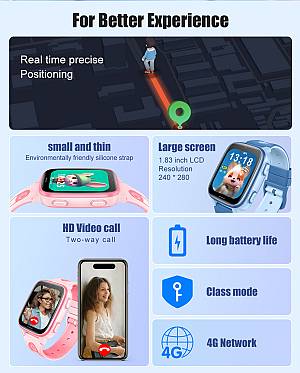 INTIME GPS smartwatch για παιδιά IT-074, 1.83, κάμερα, 4G, IPX5, μαύρο IT-074