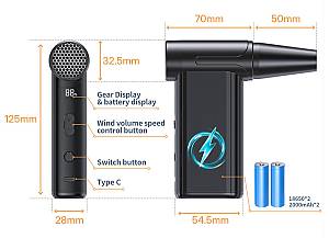 KINZIR 2 σε 1 σκουπάκι χειρός & air duster AD51, 180W, 4000mAh, μαύρο KNZ-AD51