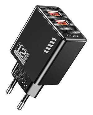 KAKUSIGA φορτιστής τοίχου KSC-1237, 2x USB, 12W, μαύρος KSC-1237-BK