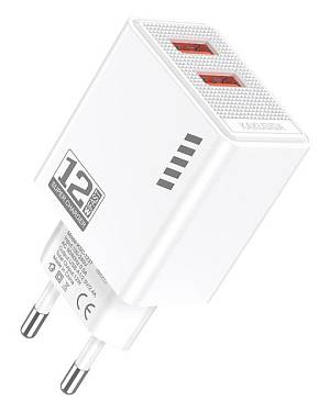 KAKUSIGA φορτιστής τοίχου KSC-1237, 2x USB, 12W, λευκός KSC-1237-WH