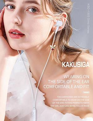 KAKUSIGA earphones με μικρόφωνο KSC-1303, 3.5mm σύνδεση, 10mm, 1.1m, λευκά KSC-1303-WH