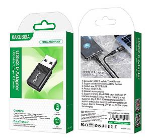 KAKUSIGA αντάπτορας USB-C σε USB KSC-1407, 480Mbps, 60W, μαύρος KSC-1407