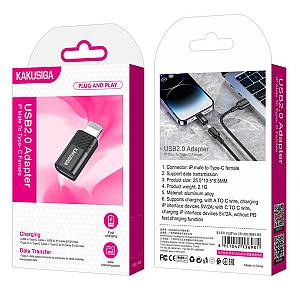 KAKUSIGA αντάπτορας Lightning σε USB-C KSC-1408, 480Mbps, 2A, μαύρος KSC-1408