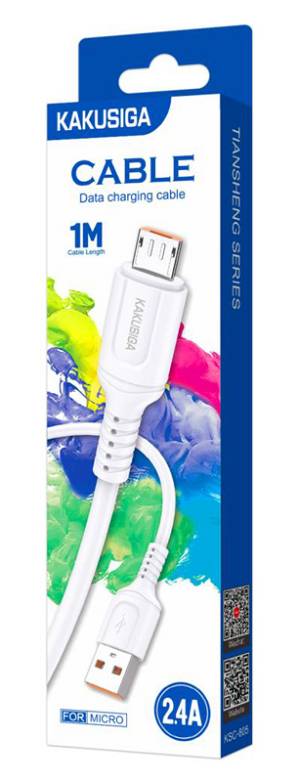 KAKUSIGA καλώδιο micro USB σε USB KSC-805, 2.4A, 480Mbps, 1m, λευκό KSC-805-M-WH