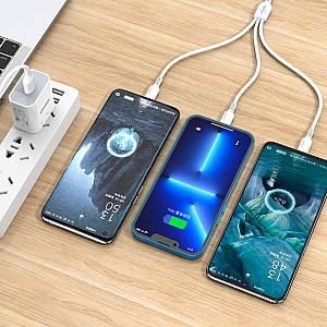 KAKUSIGA καλώδιο USB σε USB-C/Lightning/Micro USB KSC-997, 5A, 1.2m, λευκό KSC-997